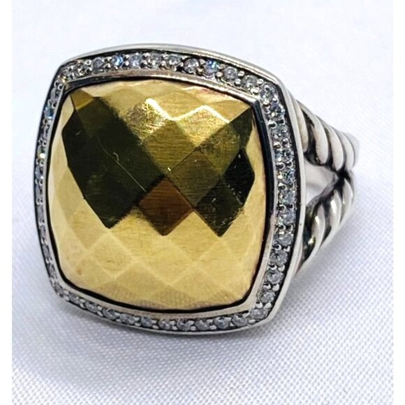 David Yurman Albion Faceted Dome Ring Sterling Silver Bonded 18K - Picture 3 of 11